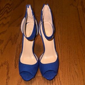 Dream Pairs Blue Suede Ankle Strap Heels